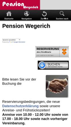 Vorschau der mobilen Webseite www.pension-wegerich.de, Pension Wegerich