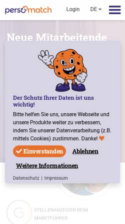 Vorschau der mobilen Webseite www.persomatch.de, persomatch GmbH