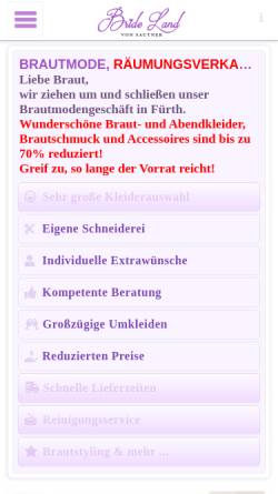 Vorschau der mobilen Webseite brautmode-brautkleider-nuernberg.de, Bride Land von Sautner