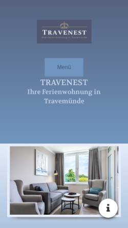 Vorschau der mobilen Webseite www.travenest.de, Ferienwohnung Travenest