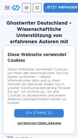 Vorschau der mobilen Webseite ghostwriter-deutschland.de, Ghostwriter Deutschland