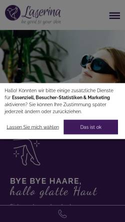 Vorschau der mobilen Webseite laserina.de, Laserina - Aesthetics