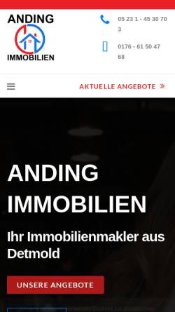Vorschau der mobilen Webseite www.anding-immobilien.de, Anding Immobilien Detmold