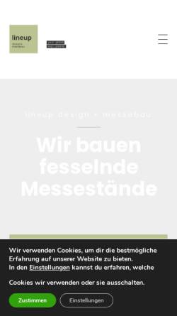 Vorschau der mobilen Webseite lineupdesign.de, lineup design + messebau