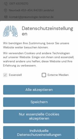 Vorschau der mobilen Webseite www.pneumologie-landshut.de, Pneumologie Landshut - Dr. Dennis Bösch
