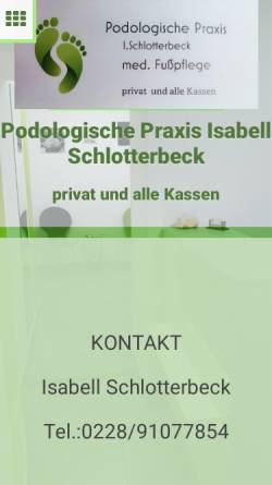 Vorschau der mobilen Webseite www.podologie-schlotterbeck.de, Podologische Praxis Wachtberg