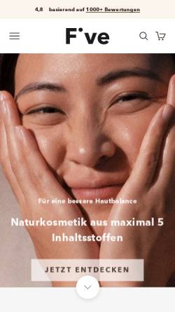 Vorschau der mobilen Webseite fiveskincare.ch, Five Skincare GmbH