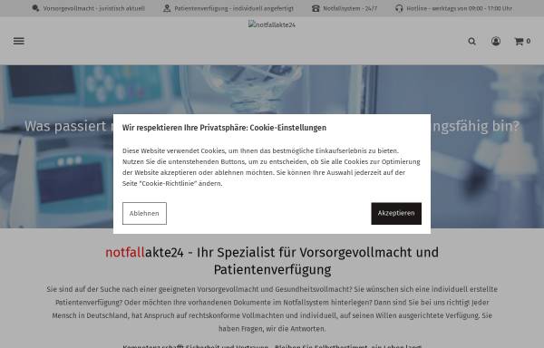 Vorschau von www.notfallakte24-onlineshop.de, notfallakte24