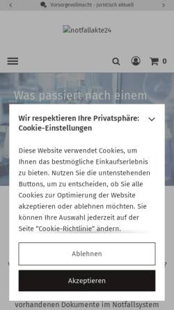 Vorschau der mobilen Webseite www.notfallakte24-onlineshop.de, notfallakte24