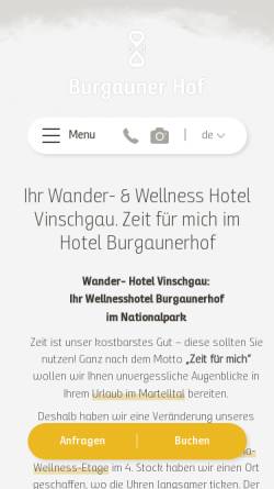 Vorschau der mobilen Webseite www.burgaunerhof.com, Hotel Burgaunerhof