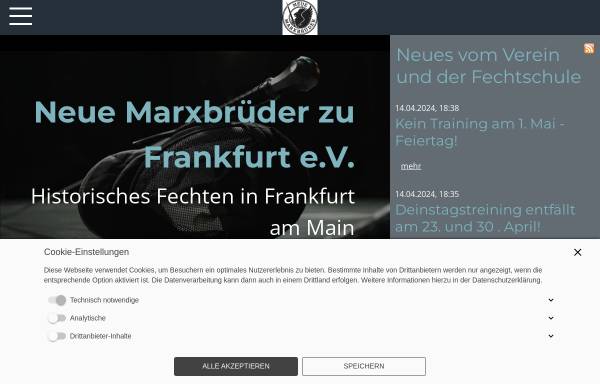 Vorschau von marxbrueder.com, Neuen Marxbrüder zu Frankfurt am Main - Verein für Historische Europäische Kampfkunst e. V.