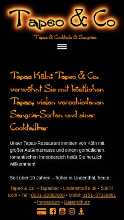 Vorschau der mobilen Webseite www.tapeoundco.de, Tapeo Gastro GmbH