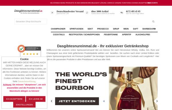 Vorschau von www.dasgibtesnureinmal.de, Martin Bastiaan Das gibt es nur einmal.de e.K.