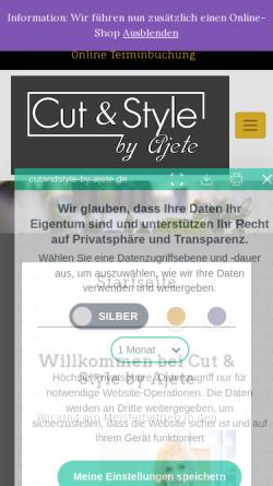 Vorschau der mobilen Webseite ajete-cut-style.de, Cut & Style by Ajete