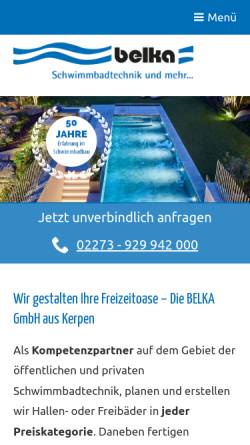 Vorschau der mobilen Webseite www.belka-schwimmbadtechnik.de, Belka GmbH