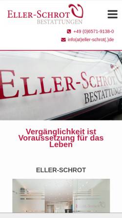 Vorschau der mobilen Webseite www.eller-schrot.de, Eller-Schrot Bestattungen