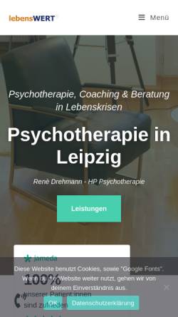 Vorschau der mobilen Webseite psychotherapie-le.de, Psychotherapie René Drehmann