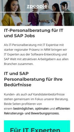 Vorschau der mobilen Webseite www.zpeople.de, IT und SAP Personalberatung - zpeople