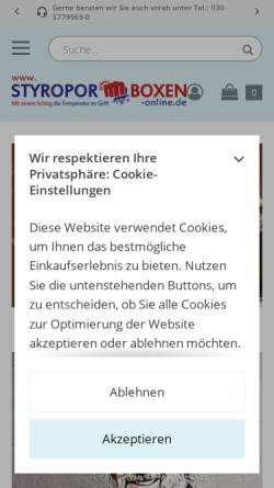 Vorschau der mobilen Webseite www.styroporboxen-online.de, OHLRO Hartschaum GmbH
