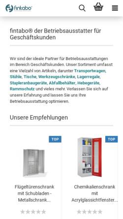 Vorschau der mobilen Webseite fintabo.de, fintabo betriebsausstattungen e.K.