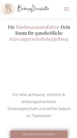 Vorschau der mobilen Webseite bindungsmanufaktur.de, Bindungsmanufaktur - Mein Wunschkind UG