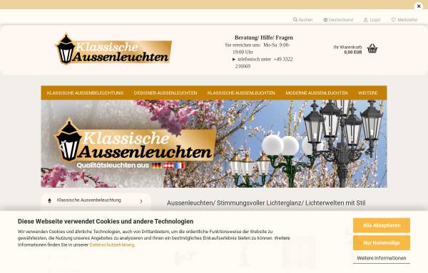 Vorschau von www.klassische-aussenleuchten.de, Klassische-Aussenleuchten-Shop - Kristina Richter
