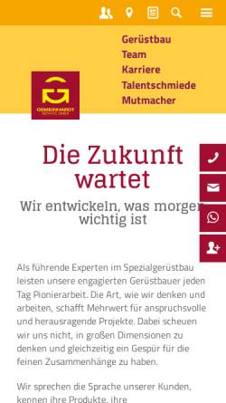 Vorschau der mobilen Webseite www.spezialgeruestbau.de, Gemeinhardt Service GmbH