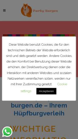 Vorschau der mobilen Webseite party-burgen.de, Party Burgen - Foxx IT GmbH