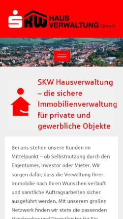 Vorschau der mobilen Webseite www.skwhausverwaltung.de, SKW Hausverwaltung GmbH
