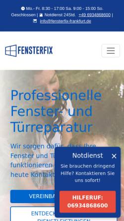 Vorschau der mobilen Webseite fensterfix-frankfurt.de, FensterFix