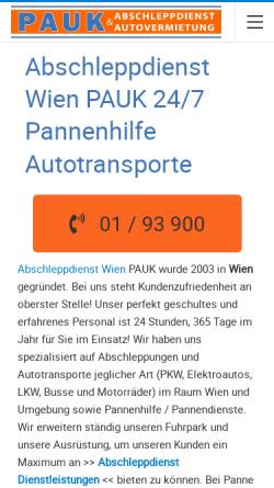 Vorschau der mobilen Webseite www.pauk.at, Abschleppdienst PAUK GmbH