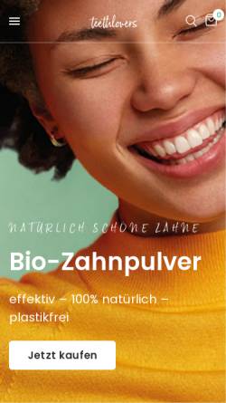 Vorschau der mobilen Webseite teethlovers.de, Purpose Products GmbH