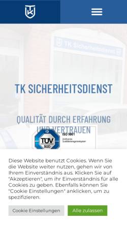 Vorschau der mobilen Webseite tk-sicherheitsdienst.de, TK Sicherheitsdienst