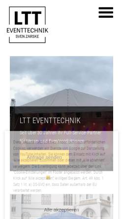 Vorschau der mobilen Webseite ltt-eventtechnik.de, LTT Eventtechnik Sven Zarske
