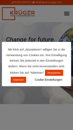 Vorschau der mobilen Webseite steuer-krueger.com, Steuerberatung Krüger