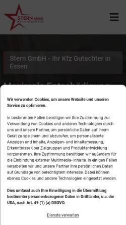 Vorschau der mobilen Webseite kfzgutachter-stern.de, KfZ Gutachter Essen - Stern GmbH - Ingenieurbüro für Fahrzeugtechnik