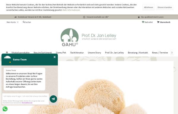 Vorschau von pilze-by-gamu.de, Onlineshop für Pilzpulver und Pilzextrakten