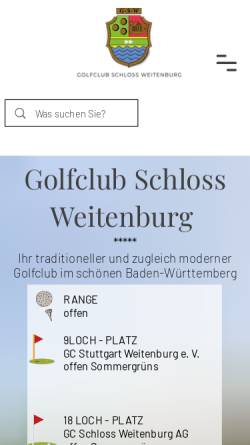 Vorschau der mobilen Webseite www.gcsw.de, Golfclub Schloss Weitenburg