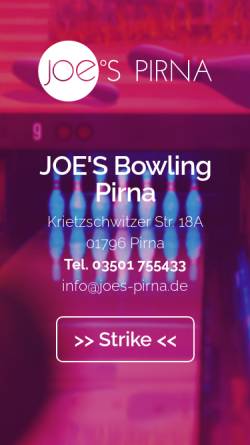 Vorschau der mobilen Webseite joes-bowling.de, Joe`s Bowling