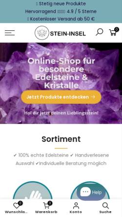 Vorschau der mobilen Webseite shop.stein-insel.com, Stein-Insel