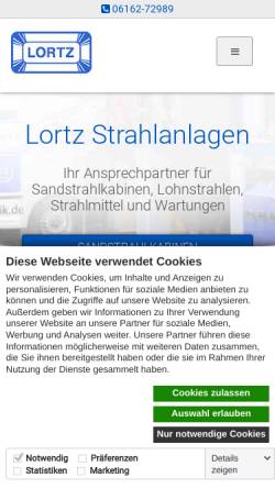 Vorschau der mobilen Webseite lortz-strahltechnik.de, Lortz Strahlanlagen GmbH