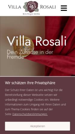 Vorschau der mobilen Webseite www.villa-rosali.de, Villa Rosali Boutique Hotel