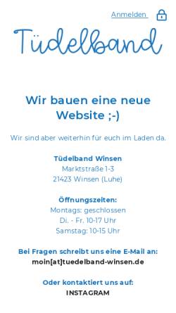 Vorschau der mobilen Webseite www.tuedelband-winsen.de, Tüdelband Winsen