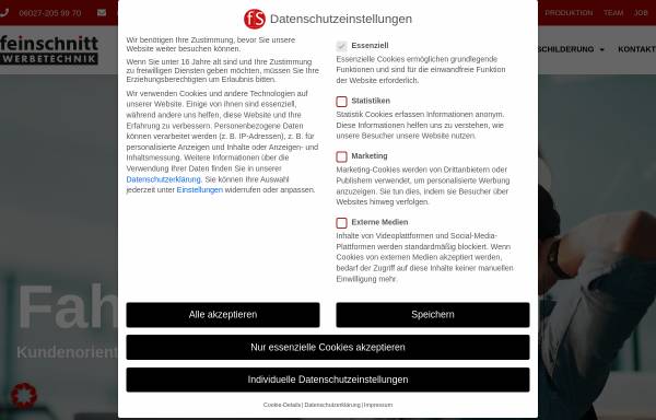 Vorschau von feinschnitt-werbetechnik.de, Feinschnitt Werbetechnik
