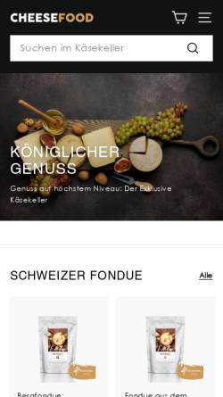 Vorschau der mobilen Webseite cheesefood.ch, cheesefood GmbH
