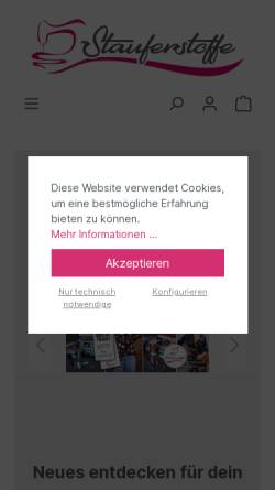 Vorschau der mobilen Webseite stauferstoffe.de, DG Stauferstoffe GmbH