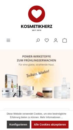 Vorschau der mobilen Webseite www.kosmetikherz.de, KOSMETIKHERZ