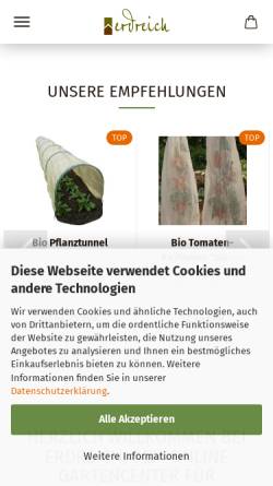Vorschau der mobilen Webseite www.erdreich.de, Erdreich