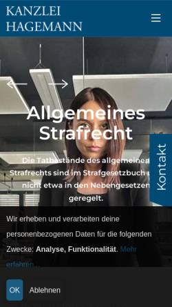 Vorschau der mobilen Webseite strafrechtkoeln.de, Kanzlei Hagemann de Grzymala