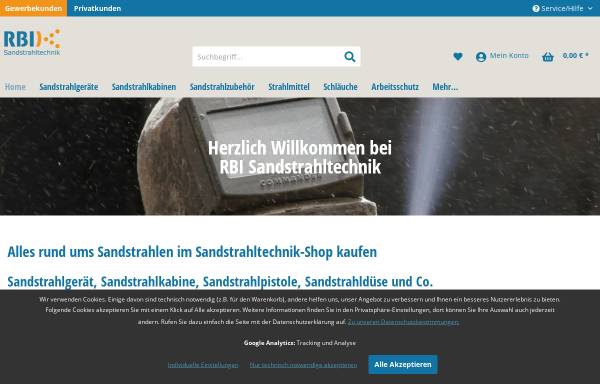 Vorschau von www.sandstrahl-shop.de, RBI Sandstrahltechnik GmbH